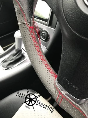 PARA VW CADDY MK3 03+ GRIS CUERO PERFORADO CUBIERTA VOLANTE ROJO DOBLE ST Foto 1 de 4