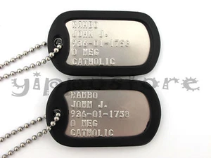 JOHN RAMBO Military Stainless Steel Costume Dog Tag Set - Picture 1 of 1