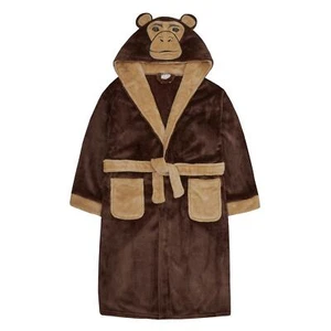 Childrens / Boys Novelty Monkey Plush Fleece Dressing Gown with Tail ~ 7-13 yrs - Picture 1 of 3