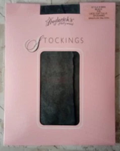 Frederick's of Hollywood PEQUEÑO PEQUEÑO Top de Encaje TUL Medias Costura Trasera NEGRO - Imagen 1 de 12