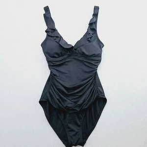 Damen Chaps 1-teiliger Badeanzug Größe 6 schwarz Rüschen gerafft Bauchkontrolle - Bild 1 von 9