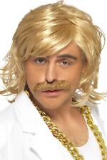 Blonde Game Show Host Kit Wig and Tash Adult Mens Smiffys Fancy Dress Costume