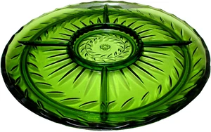 Vintage Indiana Glass Laurel Relish Tray or Serving Platter Green 13 1/2" D - Picture 1 of 6