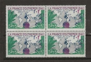 France 1941 Sc# B115 set World Map Mercator projection block 4 MNH - Picture 1 of 1