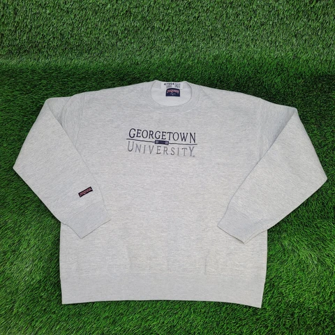 Vintage 90s Georgetown University Sweatshirt Large Oversized Heathered Gray Cover