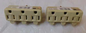 (2) Grounded 3-Way Electric Adapter 3 Outlet AC Wall Plug Triple Power Splitter - Picture 1 of 3