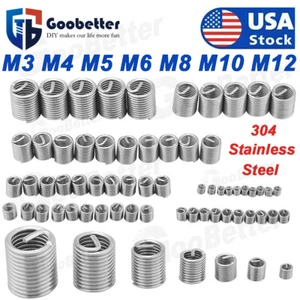 M3 M4 M5 M6 M8 M10 M12 Stainless Steel Helicoil Insert Thread Repair Inserts 304 - Picture 1 of 13