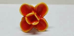 ART GLASS ORANGE YELLOW TIP LONG STEM GLASS FLOWER 8 1/4" - Picture 1 of 8