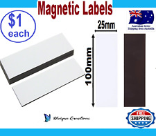 100 X 25mm White Magnetic Labels Strips Warehouse Factory Shelf Magnet Labeling