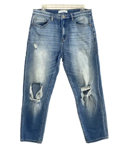 Kancan Jeans Damen Größe 29 helle Waschung Denim Destroyed gerade Taschen hoher Bund - Bild 1 von 14