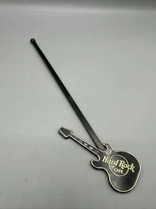 Vintage Hard Rock Guitar Shape Black Swizzle Sticks Drink Stir Bar Cocktail 8.5" - Picture 1 of 5