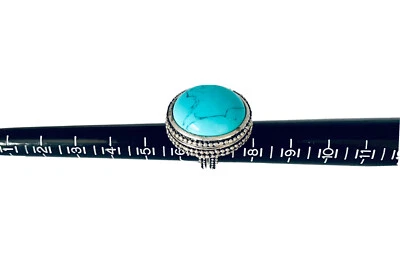 Anillo elástico Chico’s Syanne imitación turquesa tono plata antiguo  Foto 1 de 4