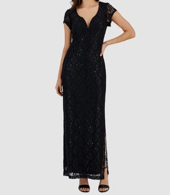 Maxi Vestido Para Mujer Connected Negro Lentejuelas Encaje Talla 14 Foto 1 de 2