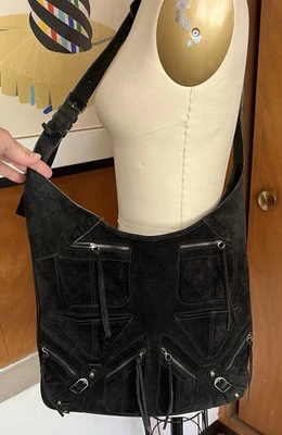 Bandolera Balenciaga de Hombro Gamuza Negra Multi Cremallera F W 2002 Bolso Hobo Foto 1 de 4