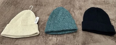 Juego de 3 sombreros gorro azul marino antiguo: talla única. Tostado, verde, azul marino Foto 1 de 4