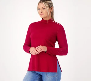 Tunica Susan Graver Every Day Petite Supreme maglia finto collo vino taglia SP A557565 - Foto 1 di 4
