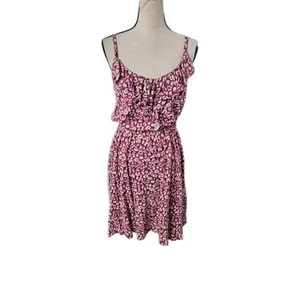 Ann Taylor LOFT Ruffle Front Animal Print Dress Size M Beachy Resort Fairy - Picture 1 of 7