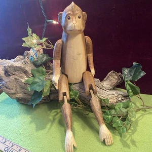 Vintage Folk Art Carved Monkey Americana Cottage Core - very good shape ! 14 in” - Picture 1 of 14