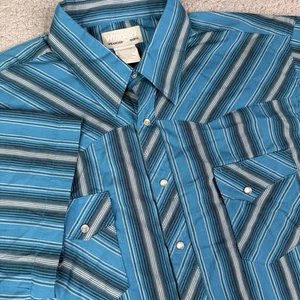 Camisa Wrangler Para Hombres 2XT Alta Azul Rayas Western Pearl Snap Wrancher Vaquero 2XLT - Imagen 1 de 9