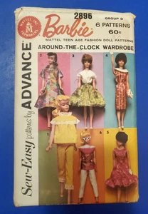 Vtg Advance Pattern 2896 Around-The-Clock Wardrobe Barbie Fashion Dolls UNCUT - Picture 1 of 6