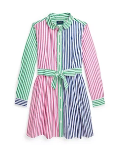 Polo Ralph Lauren Big Girls Striped Cotton Poplin Fun Shirtdress, 14 - Picture 1 of 1