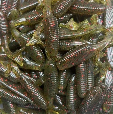 3.2” Watermelon Red Paddle Tail Swimbaits Soft Plastic Bass Walleye Fishing 3.5