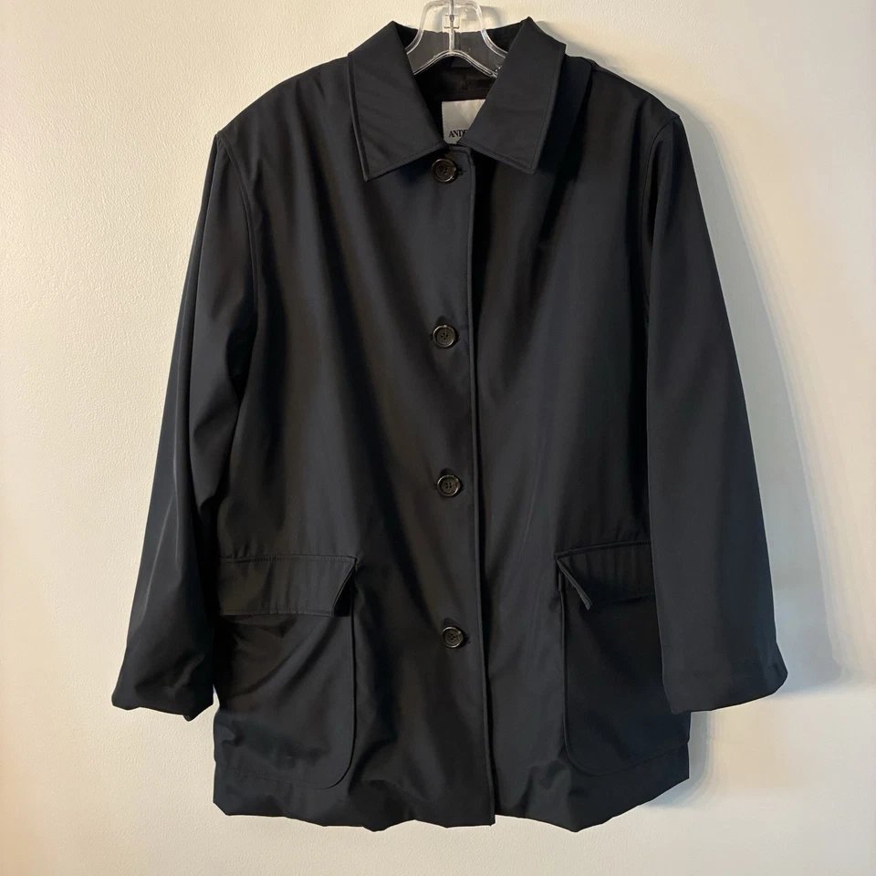 Abrigo abotonado andrew marc negro para mujer, L Foto 1 de 4
