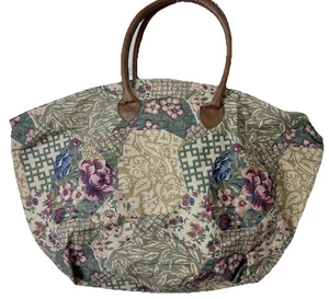 Bolso de Mano Floral Abstracto Lona Doble Asas Blanco Cremallera Superior Multicolor - Imagen 1 de 20