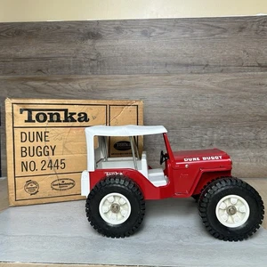 Vtg 1970’s Tonka Pressed Steel Red Big Wheel Dune Buggy Jeep No. 2445 w/ Box - Picture 1 of 13