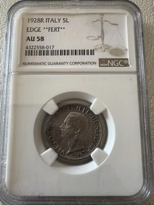 Italy 1928R Edge **FERT** NGC Key Date Coin - Picture 1 of 2