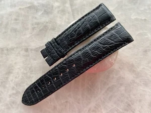 20mm/18mm Black Alligator Crocodile Print Leather Watch Strap Band - Picture 1 of 1