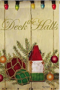 NEW DOUBLE SIDED EVERGREEN GARDEN FLAG CHRISTMAS DECK THE HALLS  12.5 x 18 - Picture 1 of 1