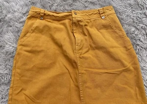 Honey Belle Girl's Large Mustard Yellow Frayed Mini Skirt - Picture 1 of 3