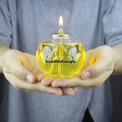 2 piezas Buda lámpara frontal hogar lámpara de aceite boca plana lámpara de mantequilla mantequilla líquida Foto 1 de 2