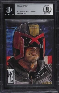 Tarjeta de boceto de arte original Judge Dredd Sylvester Stallone 1/1 BAS - Imagen 1 de 2