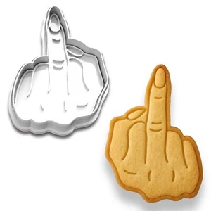 Funny Female Middle Finger Cookie Cutter - 4x2.74 Inches, Novelty Gift - Picture 1 of 5