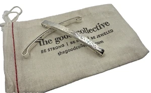 2 Boho Hand Forged Hammered 925 Silver Barrette in Silver NEW The Good Collectiv - Picture 1 of 12