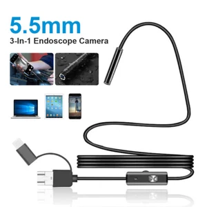 Endoscope Camera With Light Borescope Dimmable LED For Android Waterproof Camera - Picture 1 of 29