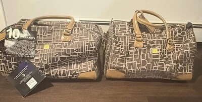 Vintage Diane Von Furstenberg DVF 2 Piece Logo Travel Overnight Bags Brown - Image 1 of 4