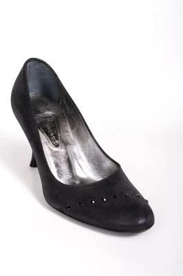 Gibellieri 384 Black Swarovski Nubuck Leather Pump 36 / US 6 - Image 1 of 4