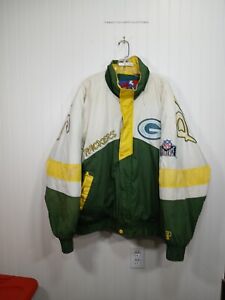 VTG THRASHED PRO PLAYER NFL GREEN BAY PACKERS MENS XL PUFFER COAT NO HOOD AS IS!
