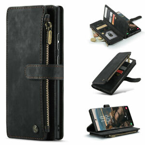 Retro Leather Flip 2 in 1 Zip Wallet Card Holder Case for iPhone 7/8/X/11/12/13