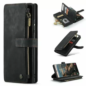 Funda protectora retro abatible de cuero 2 en 1 con cremallera portatarjetas para Samsung Galaxy S - Imagen 1 de 14