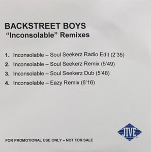 Backstreet Boys - Inconsolable Remixes - 4 Tracks Promotional CD Single - Picture 1 of 3