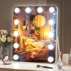Hollywood Vanity Mirror with Lights, 12" X 14" LED Makeup Mirror, 3 Modes Light, - Picture 1 of 8