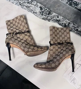 Women’s Gucci GG Monogram Mid Heeled Boots - Picture 1 of 4