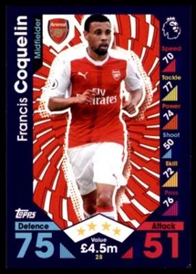 Match Attax 2016-2017 Francis Coquelin Arsenal Base card No. 28 - Picture 1 of 2