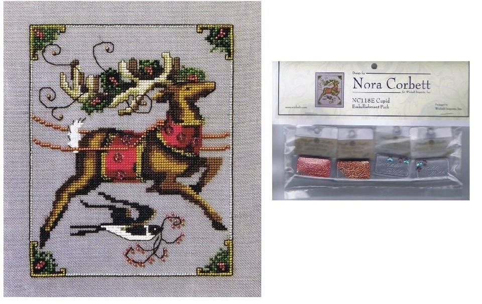 NORA CORBETT (MIRABALIA DESIGNER) Nora Corbett Mirabilia Cross Stitch PATTERN & EMBELLISHMENT PK CUPID NC118