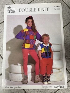 King Cole 2519 Childs Patchwork Polo Sweater V Neck Waistcoat Size 20”-30” DK #Y - Picture 1 of 2