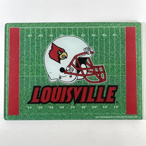 Louisville Cardinals College Team Logo Glass Kitchen Cutting Board Football 8x11 Cover